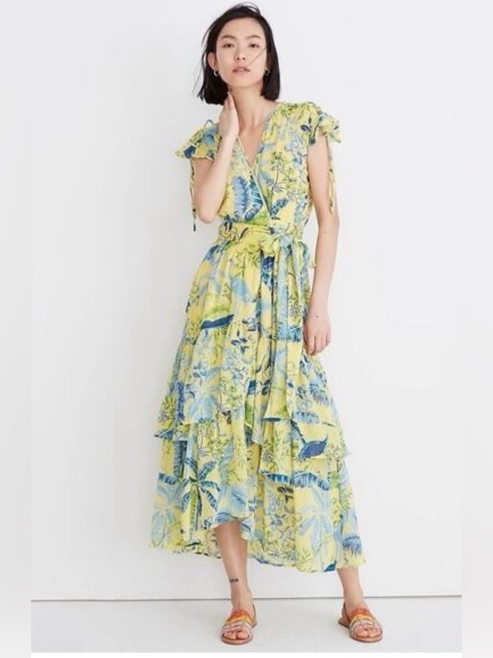 Banjanan Mercy Lisbon Garden Sunshine Cotton Floral Midi Dress S